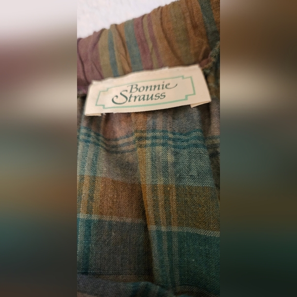 Plaid Multicolor Madras Maxi Skirt, By Bonnie Strauss, Size LG, - Picture 2 of 4